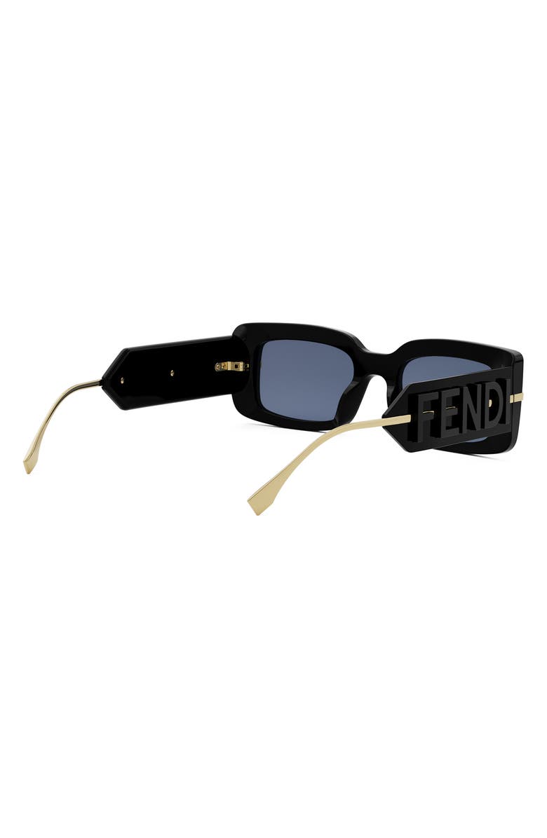 Fendi 'Fendigraphy 51mm Rectangular Sunglasses, Alternate, color, Shiny Black / Blue