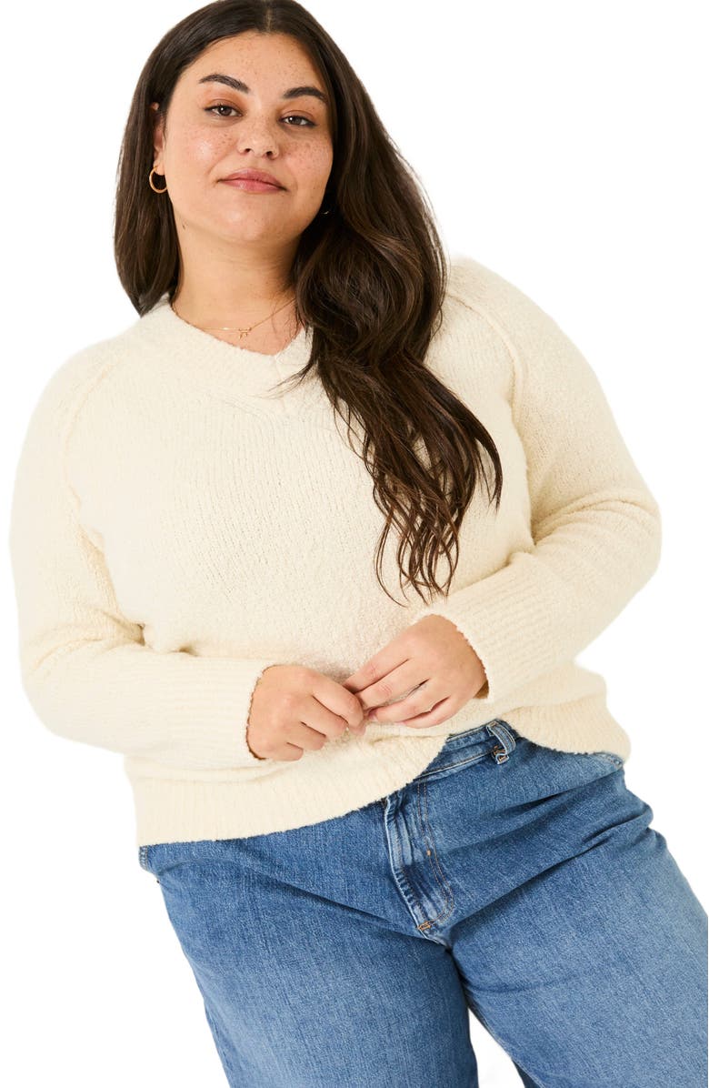 FatFace Plus Size Bonnie Boucle V Neck, Main, color, 