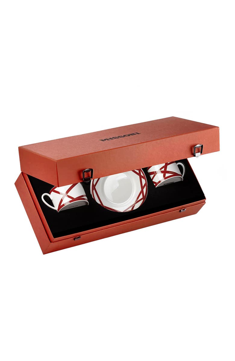 Missoni Tea Cup & Saucer Set Of 2 In Luxury Box, Main, color, Bordeaux