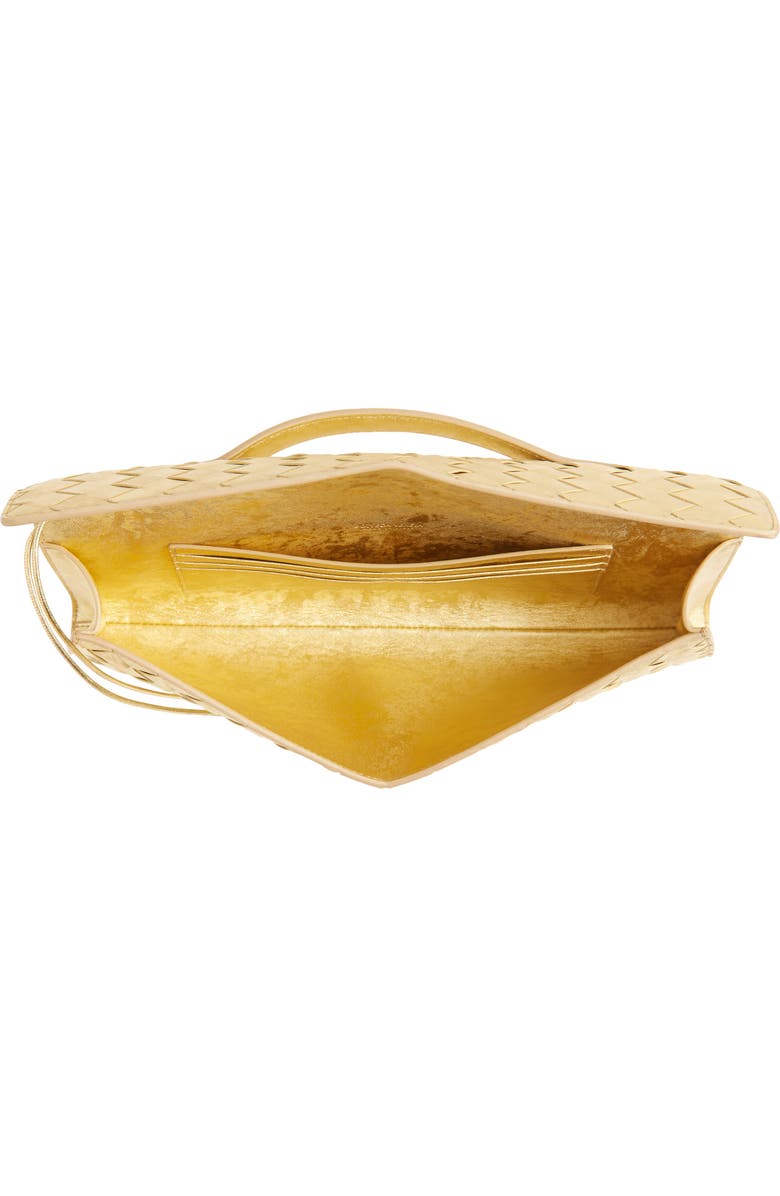 Bottega Veneta Andiamo Intrecciato Satin Clutch, Alternate, color, 8472 Gold / Gold