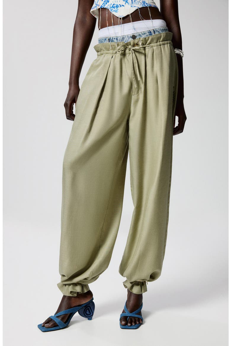 Paperbag Waist Pants, Main, color, LIGHT GREEN