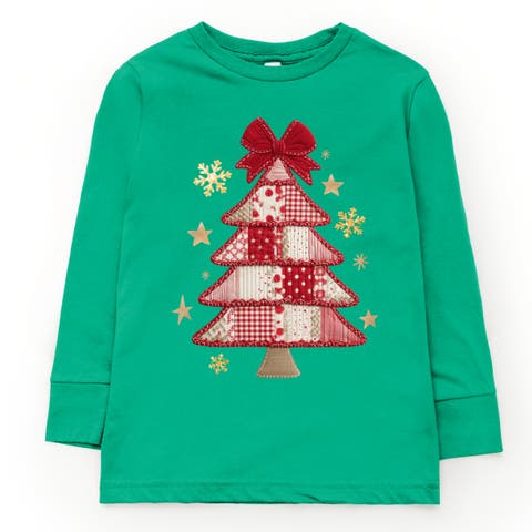 Christmas Tree Patchwork Long Sleeve T-shirt (little Kid & Big Kid)