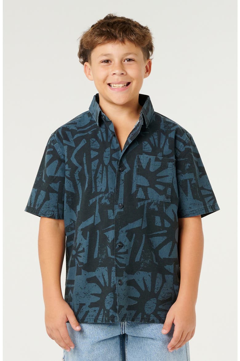 Kids' Liquid Trips Mason Short-Sleeve Button-Up Shirt, Main, color, WASHED BLACK