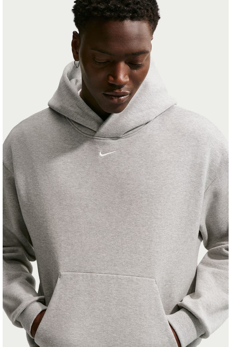 Solo Logo Fleece Hoodie, Alternate, color, DARK GREY HEATHER/ SAIL