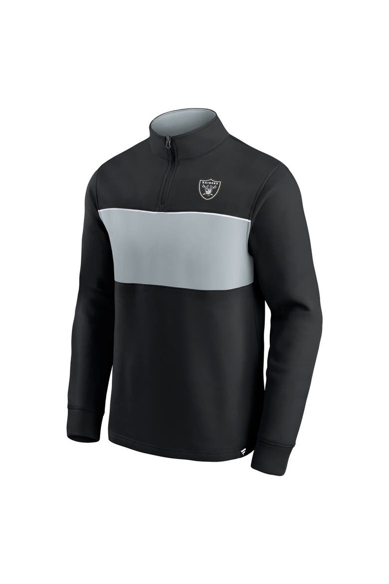 Men's Fanatics Branded Black/Silver Las Vegas Raiders Block Party Quarter-Zip Jacket, Alternate, color, Black