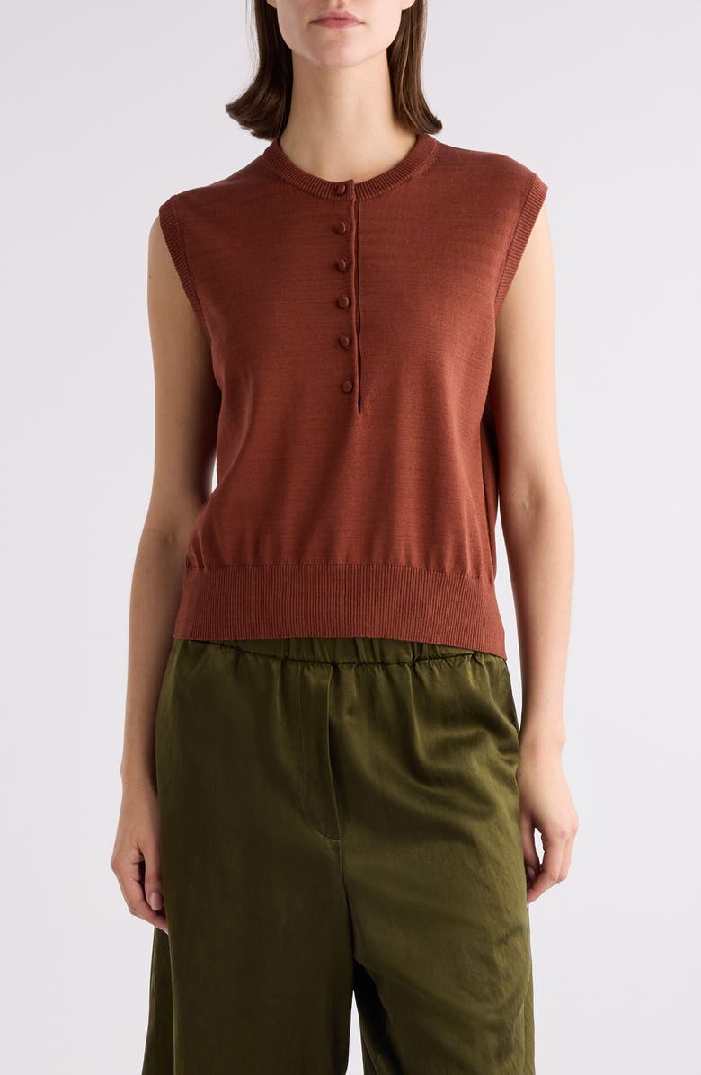 Dries Van Noten Togo Sleeveless Henley Sweater, Main, color, 