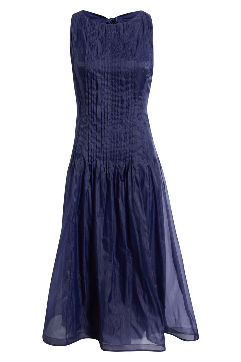 Dani Organza Tie Back Midi Dress, Alternate, color, NAVY