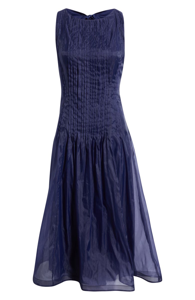 Lulus Dani Organza Tie Back Midi Dress, Alternate, color, Navy