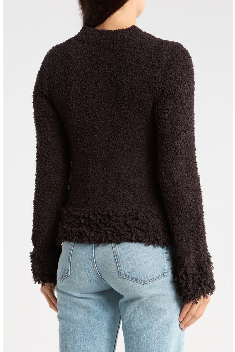 Fringe Trim Sweater, Alternate, color, DARK ROAST