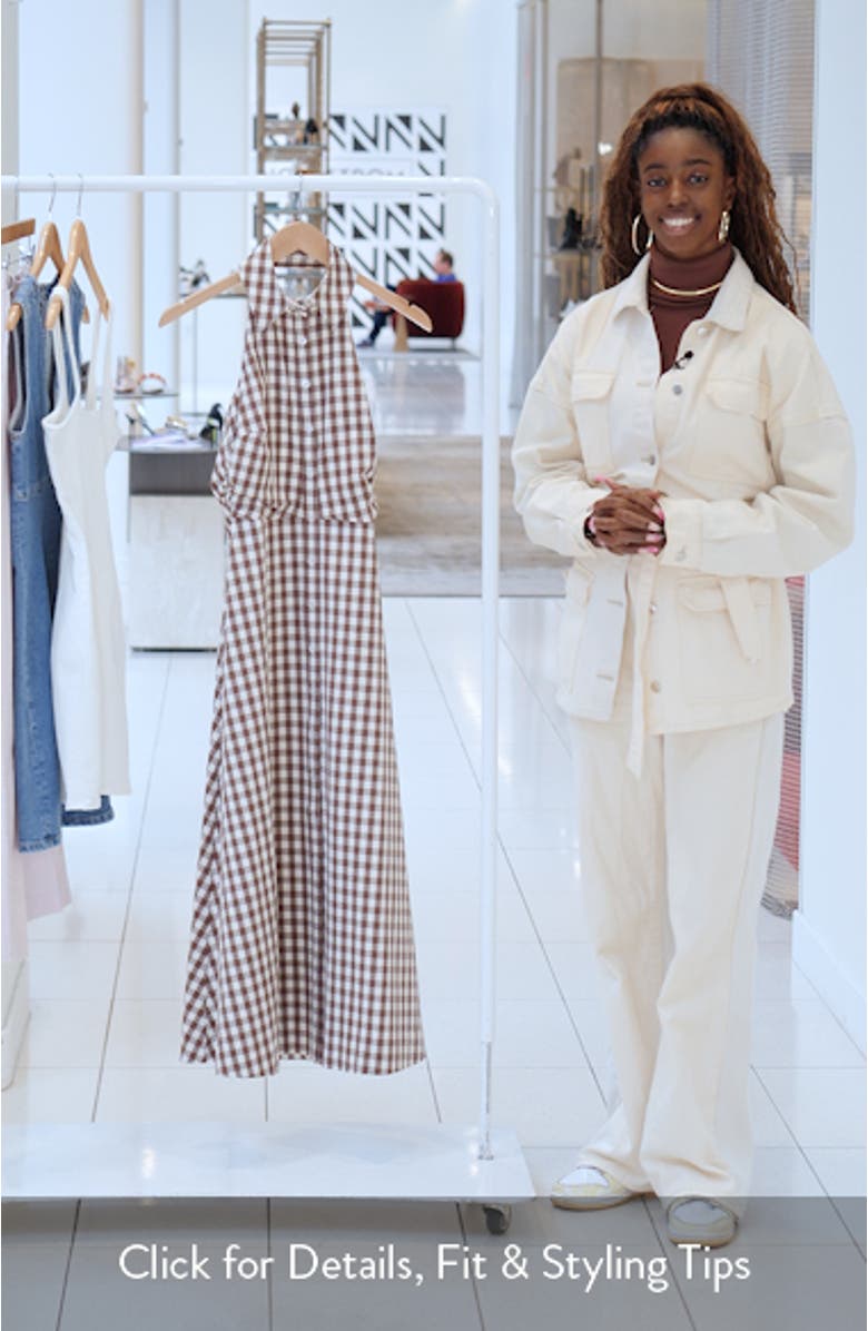 Mackey Gingham Halter Neck Stretch Cotton Dress, sales video thumbnail