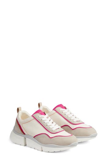 Lk Bennett Womens Mul-white Step Metallic-trim Low-top Leather Trainers In White