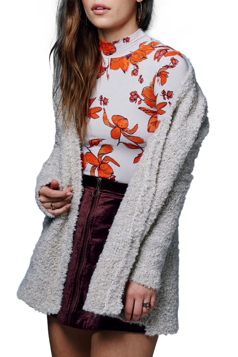 Bouclé V-Neck Cardigan, Main, color, IVORY