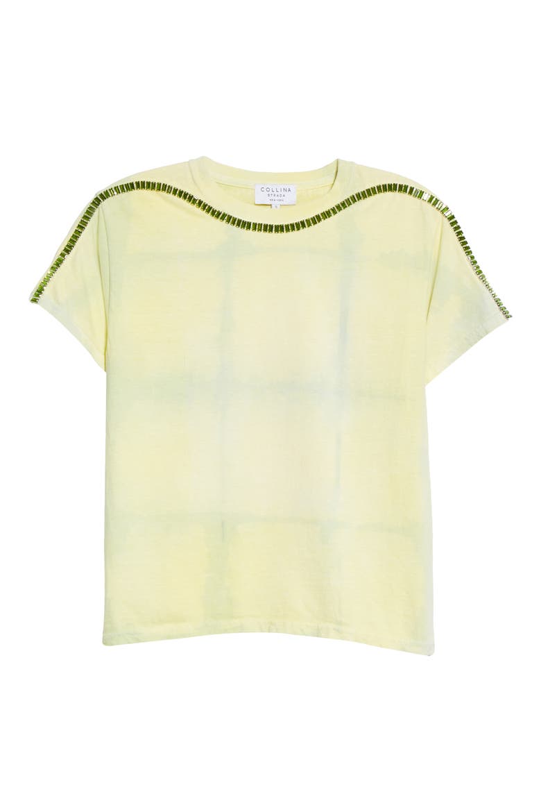 Sporty Spice Embellished Mixed Print T-Shirt, Alternate, color, LIME GRID