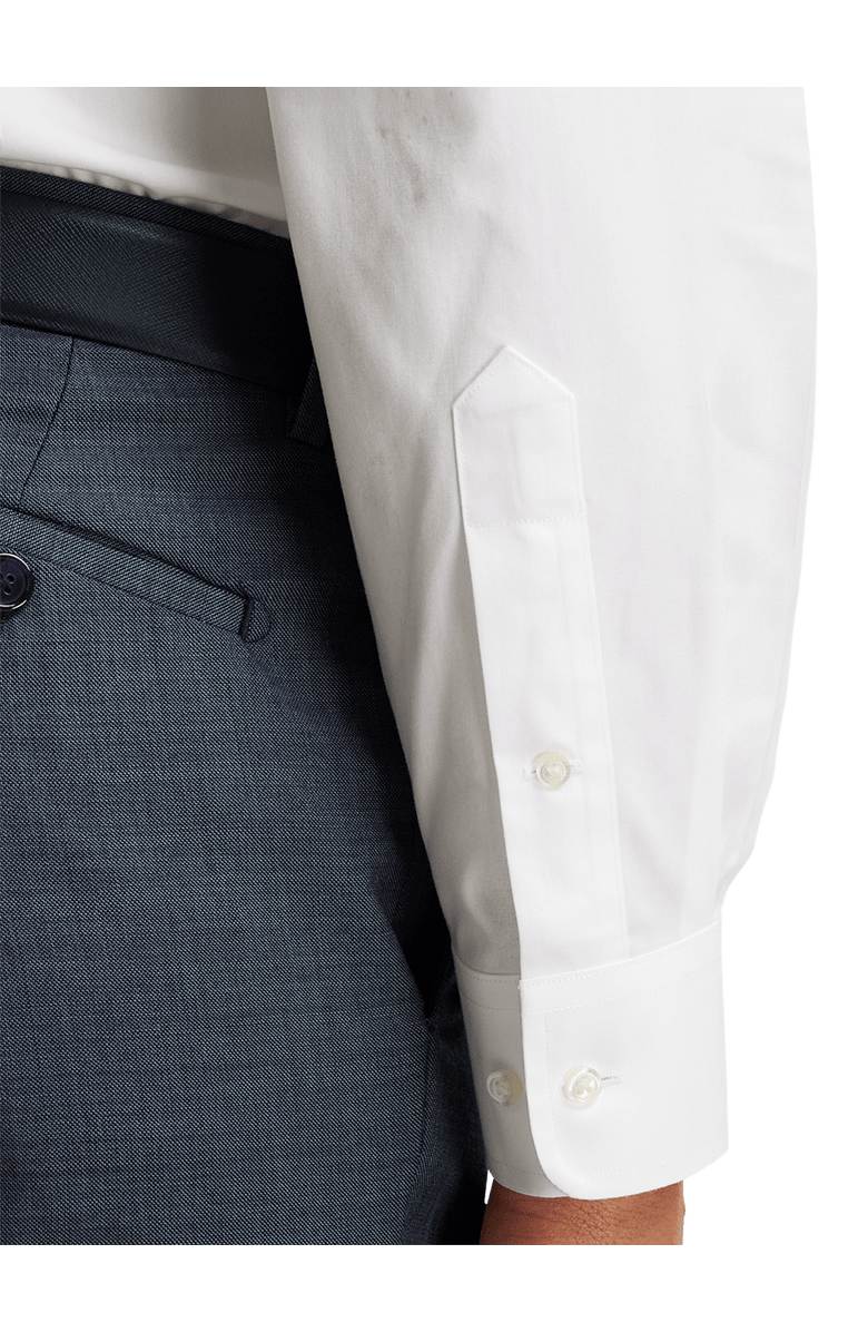 Paul Fredrick Non-iron Cotton Pinpoint Solid Snap Tab Collar Dress Shirt, Alternate, color, White