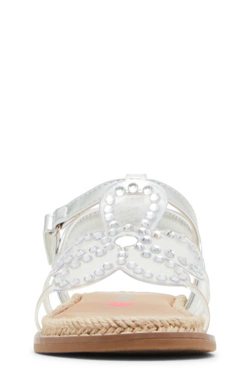 Steve Madden Kids' Tflute Espadrille Ankle Strap Sandal In Silver