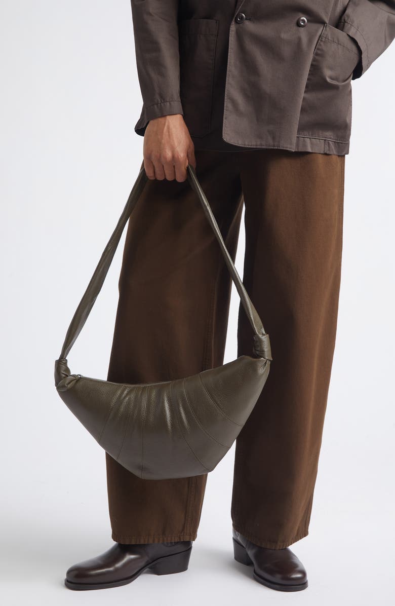 Lemaire Medium Croissant Leather Shoulder Bag, Alternate, color, Dark Olive