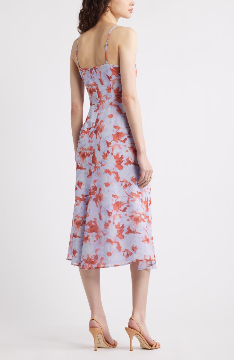 Chelsea28 Gathered V-Neck Midi Dress, Alternate, color, Blue- Rust Rebecca Floral