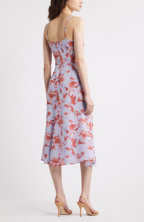 Chelsea28 Gathered V-neck Midi Dress In Blue- Rust Rebecca Floral