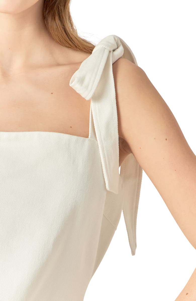 English Factory Tie Strap Denim Minidress, Alternate, color, White