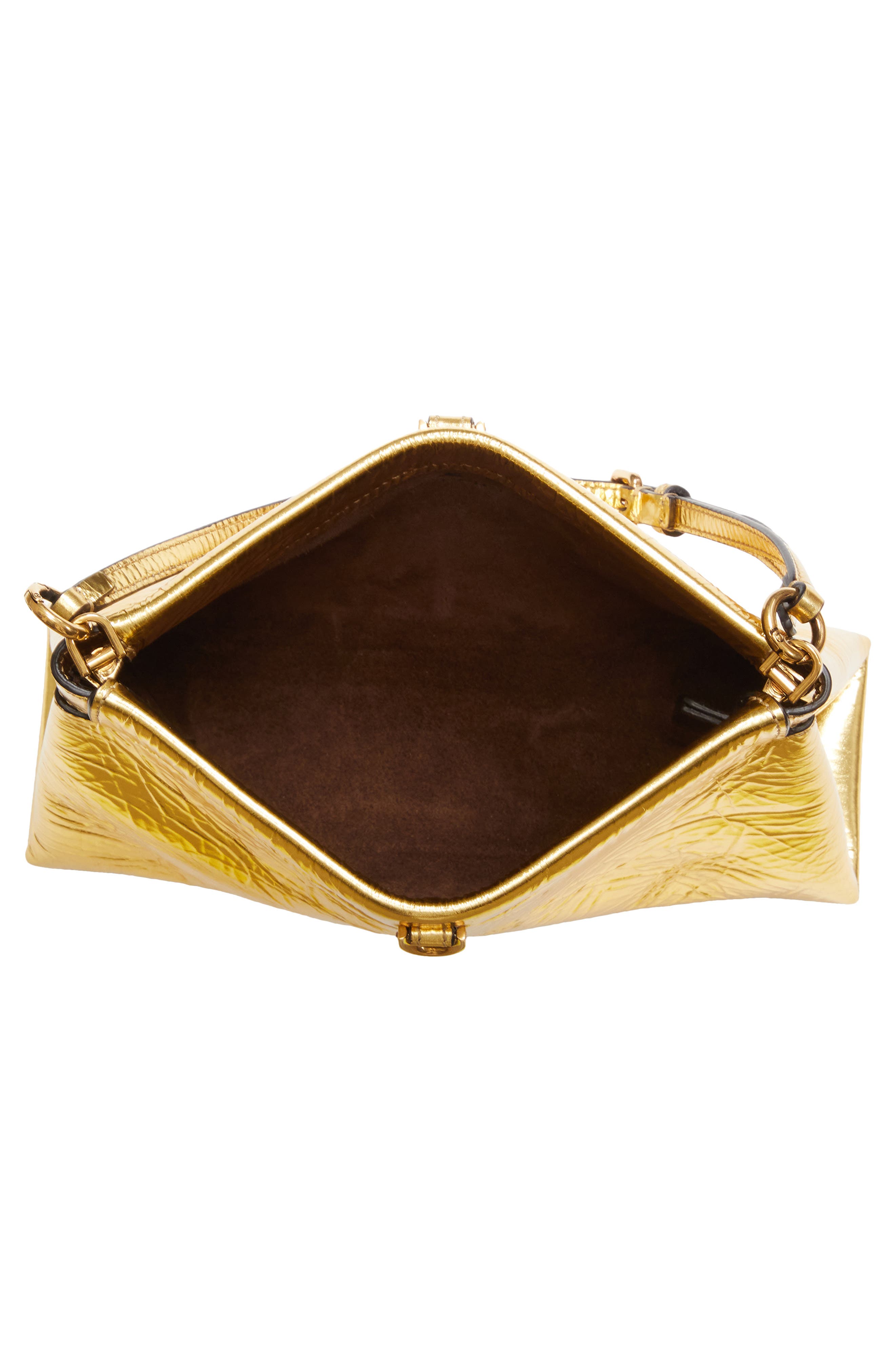 Etro Extra Small Clutch Talk Crinkled Metallic Leather Clutch, Alternate, color, Gold
