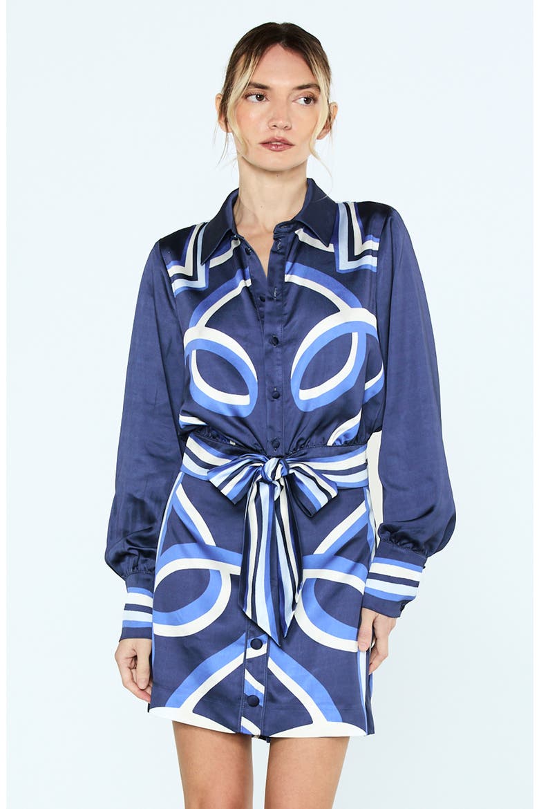 Zaria Printed Tie Waist Shirt, Alternate, color, BLUE MULTI