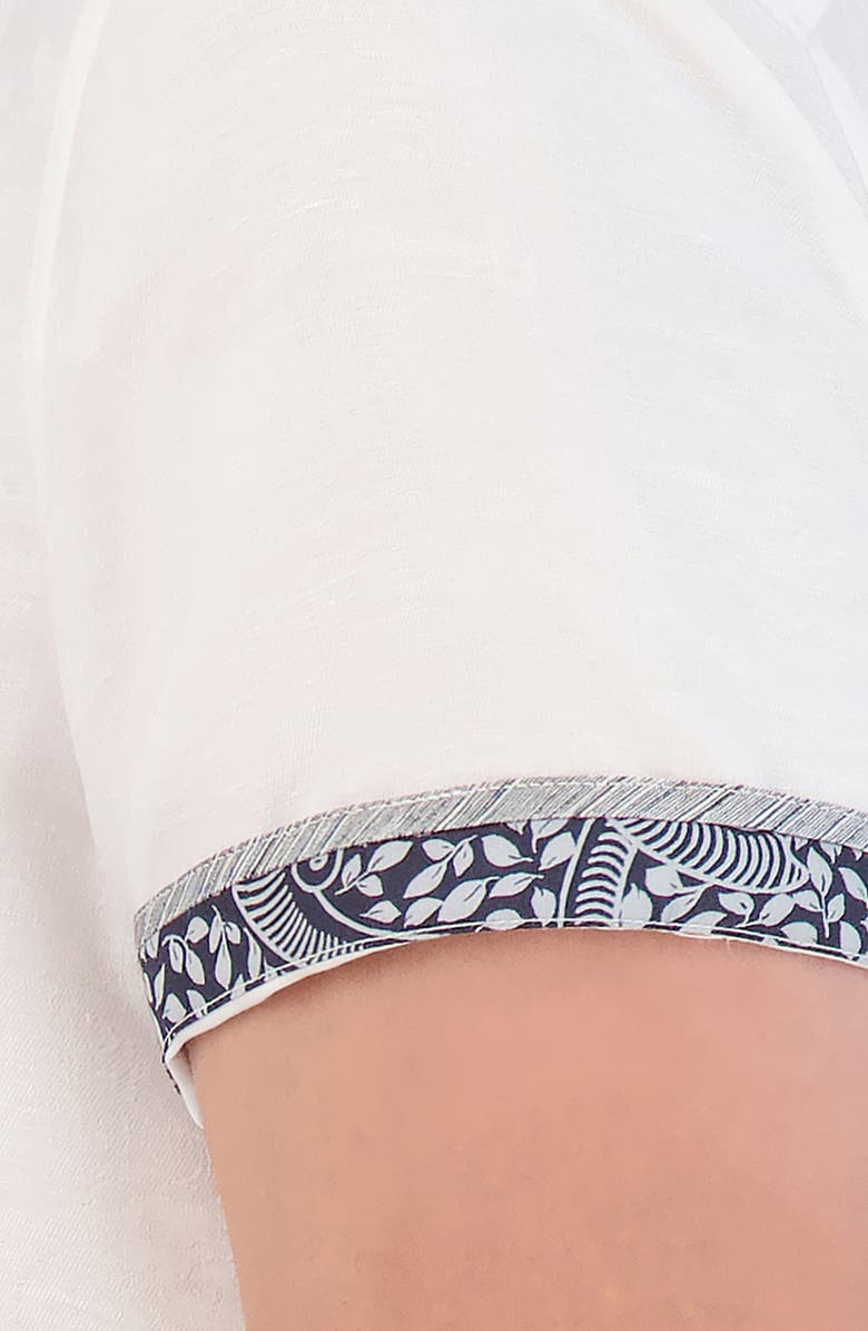 Robert Graham Poseidon Short Sleeve Linen & Cotton Jacquard Button-Up Shirt, Alternate, color, 