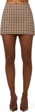Naked Wardrobe Plaid Wool Blend Micro Miniskirt