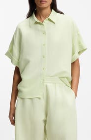 BOSS Orange Bisenas Linen Blend Button-Up Shirt