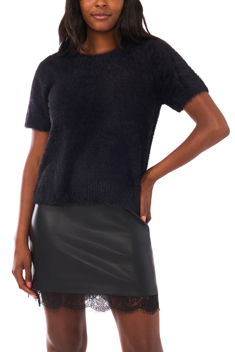 Short Sleeve Sweater, Main, color, RICH BLACK