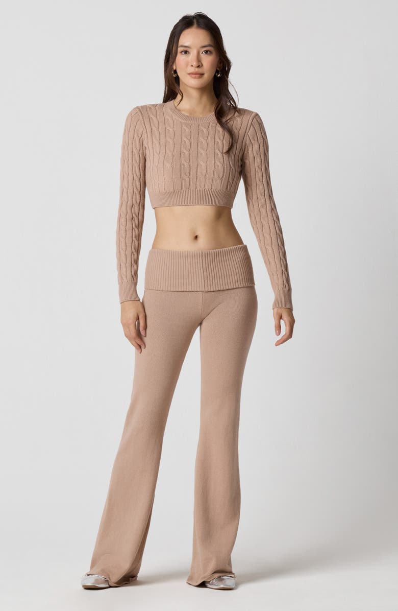 Florence by Mills Barre Crop Cable Sweater, Alternate, color, Warm Taupe