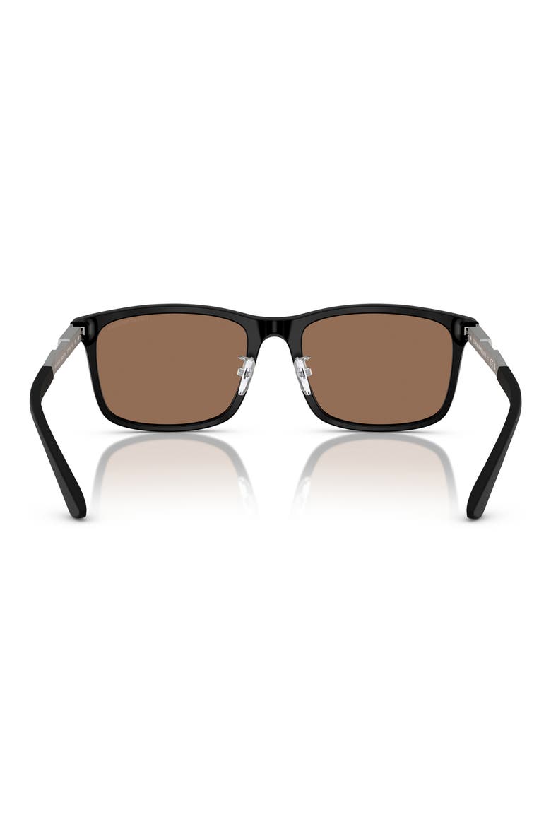 57mm Square Sunglasses, Alternate, color, MATTE BLACK / DARK BROWN