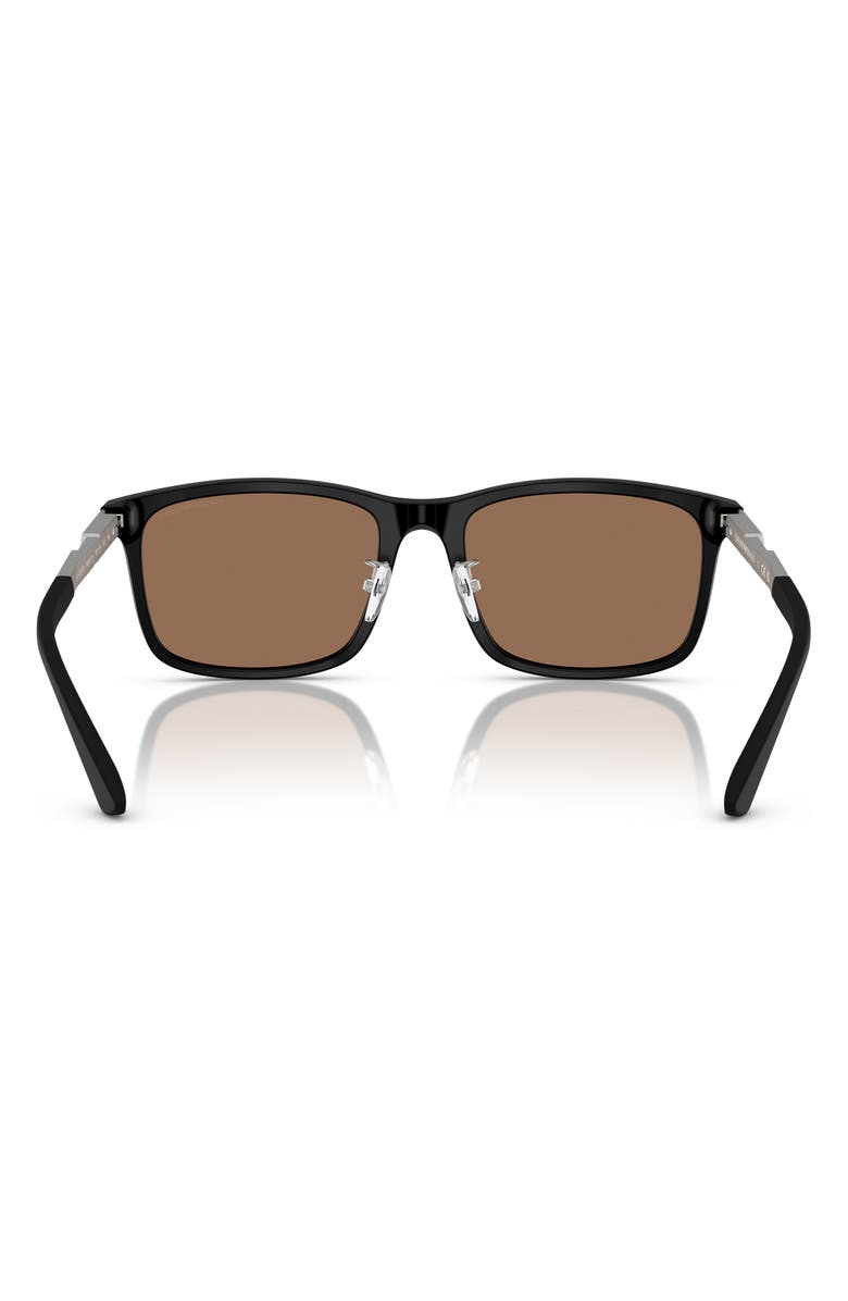 Emporio Armani 57mm Square Sunglasses, Alternate, color, Matte Black / Dark Brown