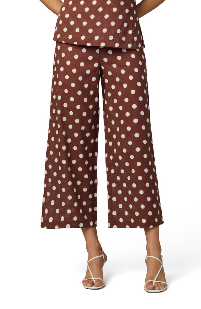 Joe's The Mariel Linen & Cotton Crop Wide Leg Pants, Main, color, Chocolate/Ecru Dot