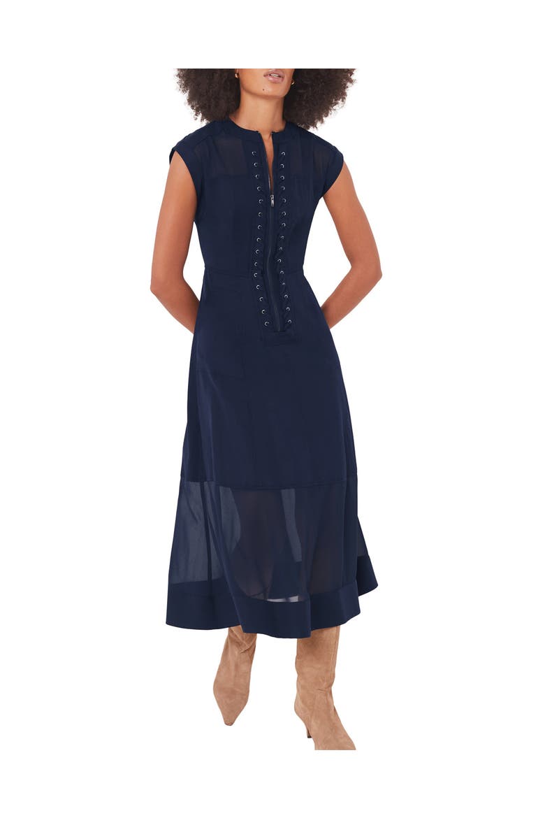 Utility Front Zip Midi Dress, Main, color, Blue