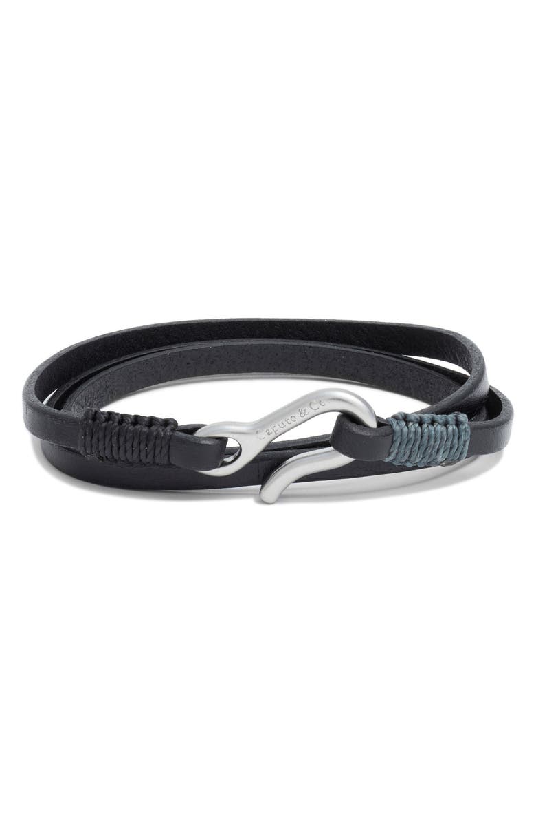 Caputo & Co. Leather Triple Wrap Bracelet, Main, color, Black