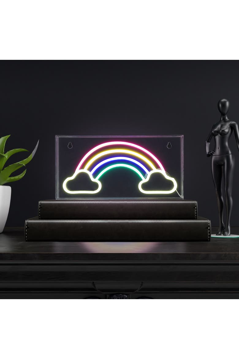 Rainbow Contemporary Glam Acrylic Box USB Operated LED Neon Light, Alternate, color, Multi Color