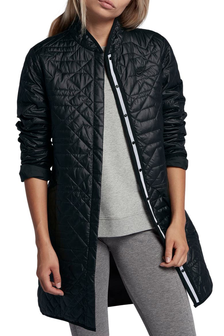 Sportswear Quilted Women's Parka, Main, color, BLACK/BLACK/BLACK