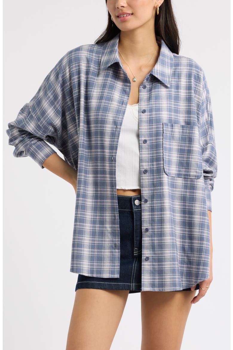 Plaid Long Sleeve Flannel Shirt, Main, color, BLUE PLAID