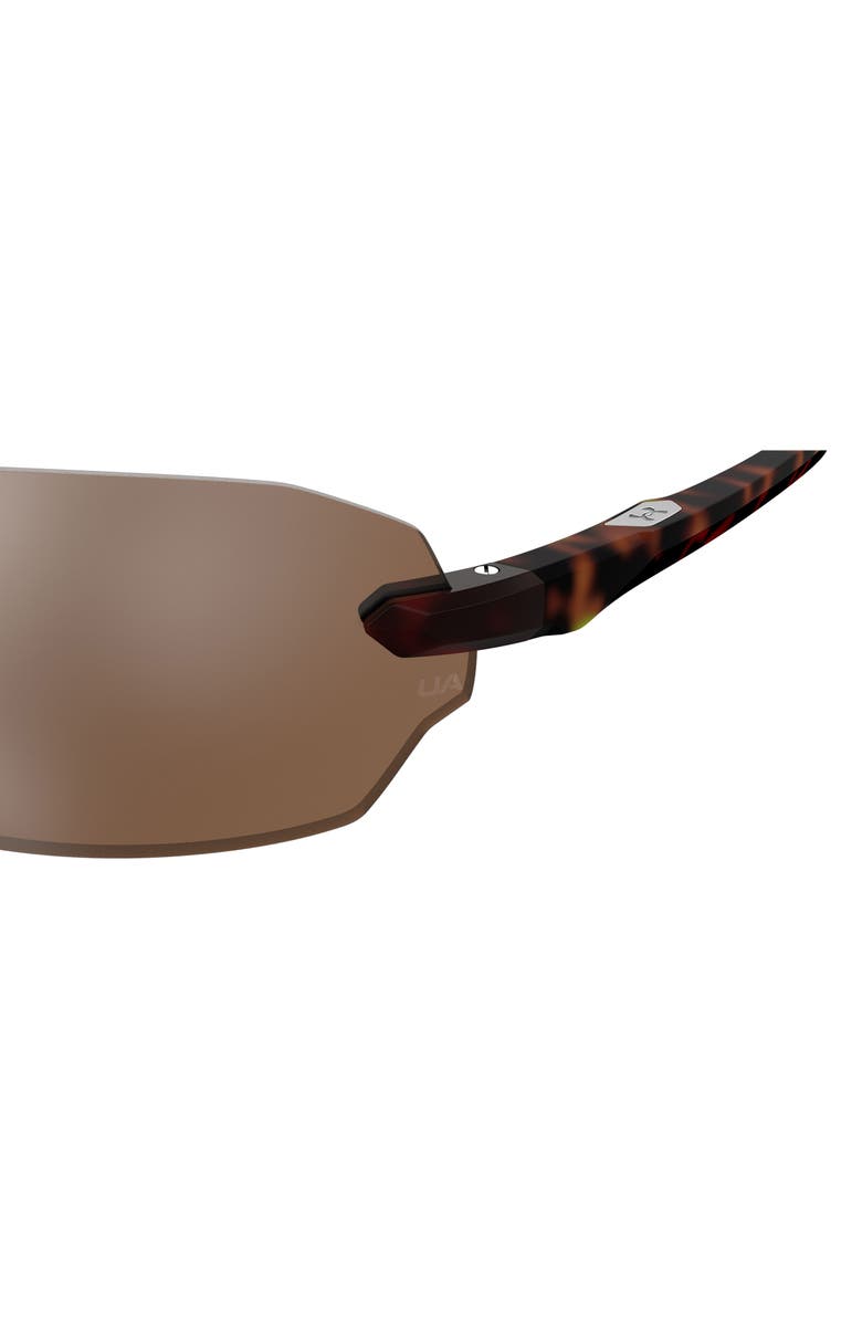 Under Armour 71mm Rectangular Wraparound Sunglasses, Alternate, color, Havana
