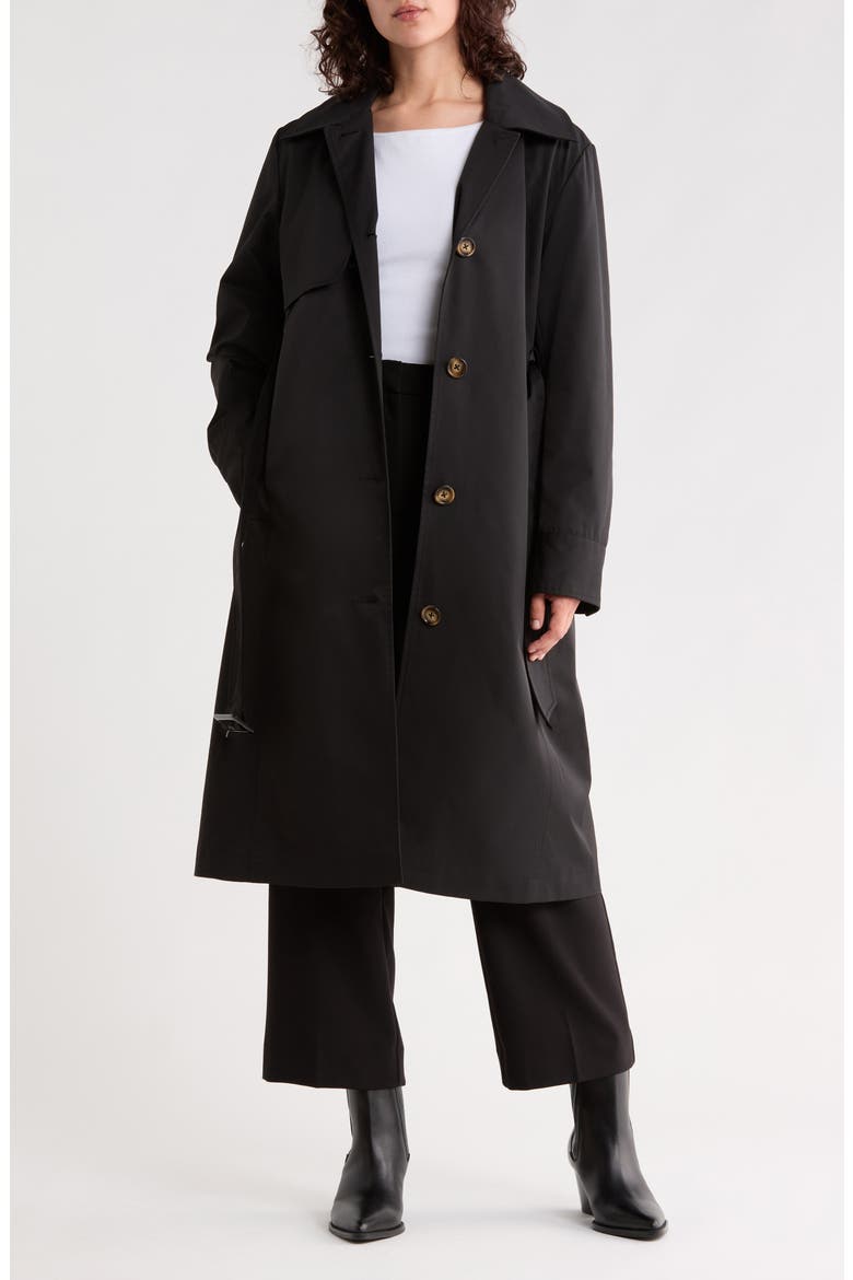 Long Trench Coat, Alternate, color, BLACK