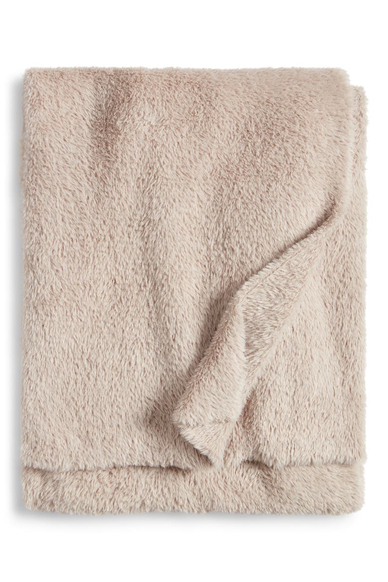 Nestle Faux Fur Throw Blanket, Main, color, TAN THREAD