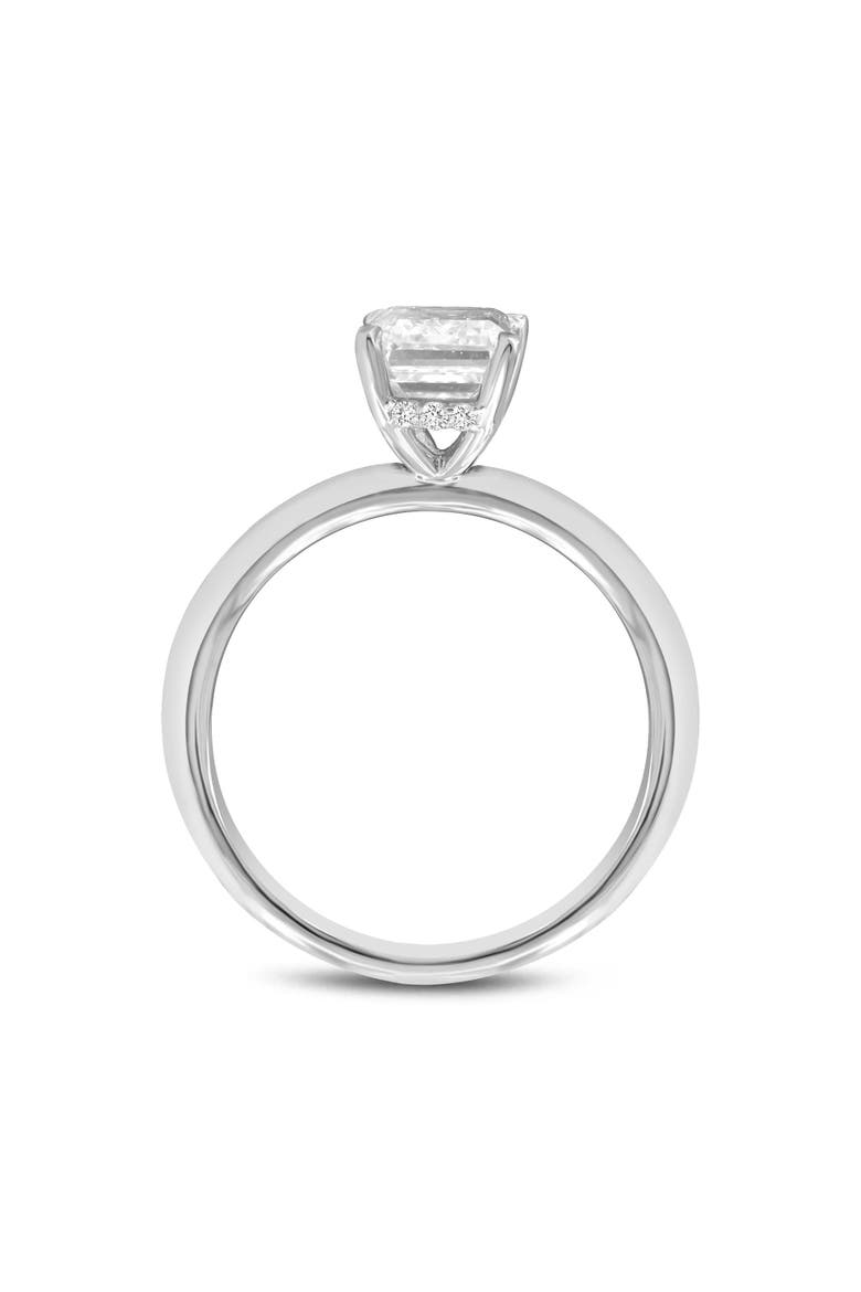Delphine 14K White Gold Emerald Cut Lab Grown Diamond Hidden Halo Engagement Ring - 2.1 ctw, Alternate, color, 14K White Gold