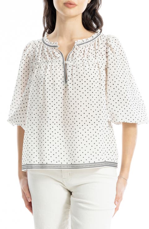 Floral Three-Quarter Bubble Sleeve Top