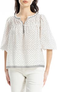 MAX STUDIO Floral Three-Quarter Bubble Sleeve Top