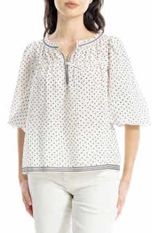MAX STUDIO Floral Three-Quarter Bubble Sleeve Top