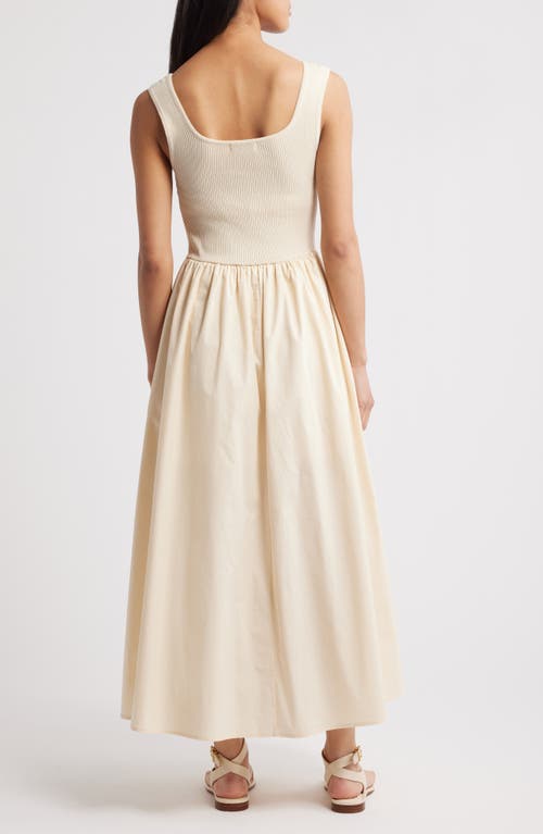 Moon River Sleeveless Mixed Media Midi Dress In Cream