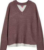 Vince Camuto Contrast High-Low Sweater