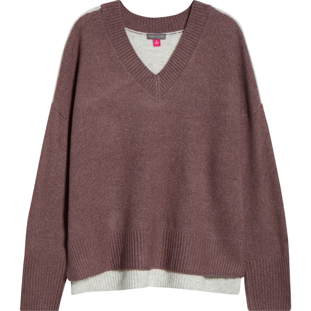 Vince Camuto Contrast High-low Sweater In Brown