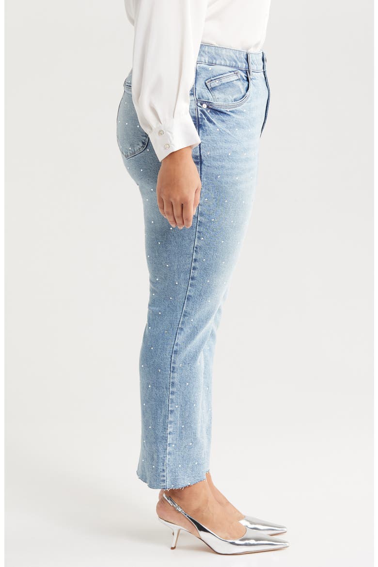 Bennett 'Ab'Solution Skyrise Rhinestone Raw Hem Ankle Bootcut Jeans, Alternate, color, LIGHT BLUE ARTISANAL