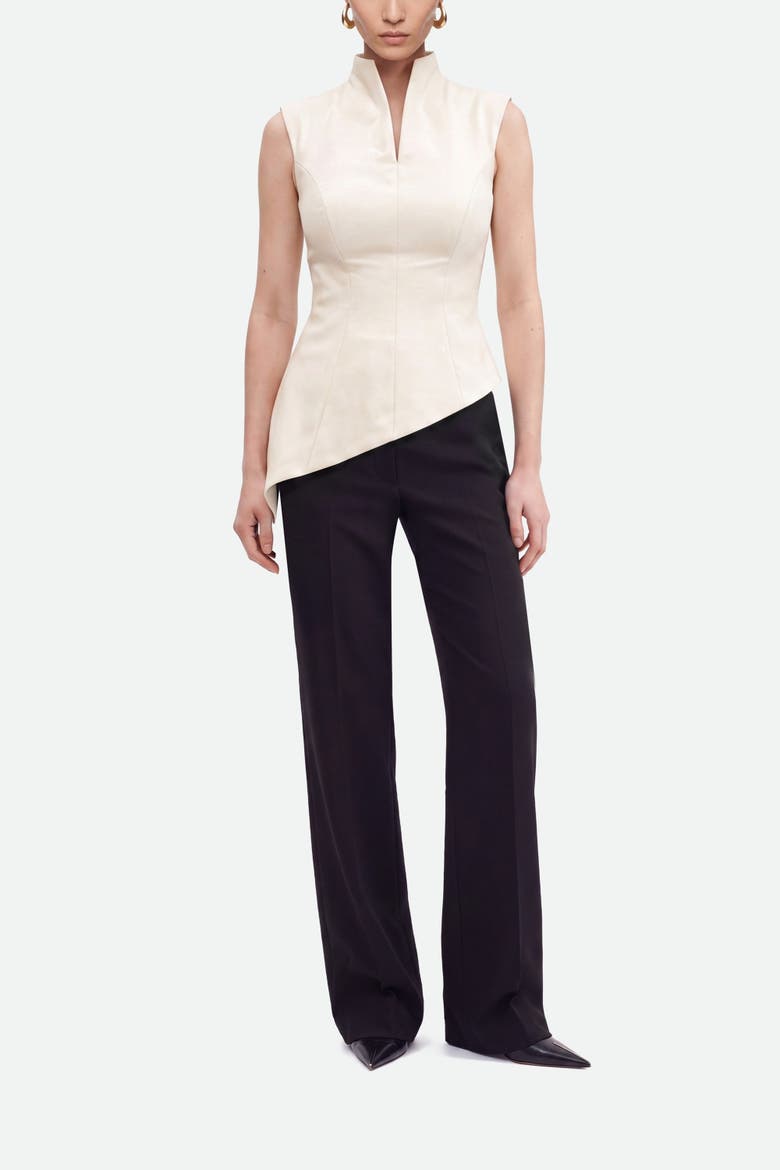 Padded Shoulder Asymmetric Blouse, Main, color, Ivory